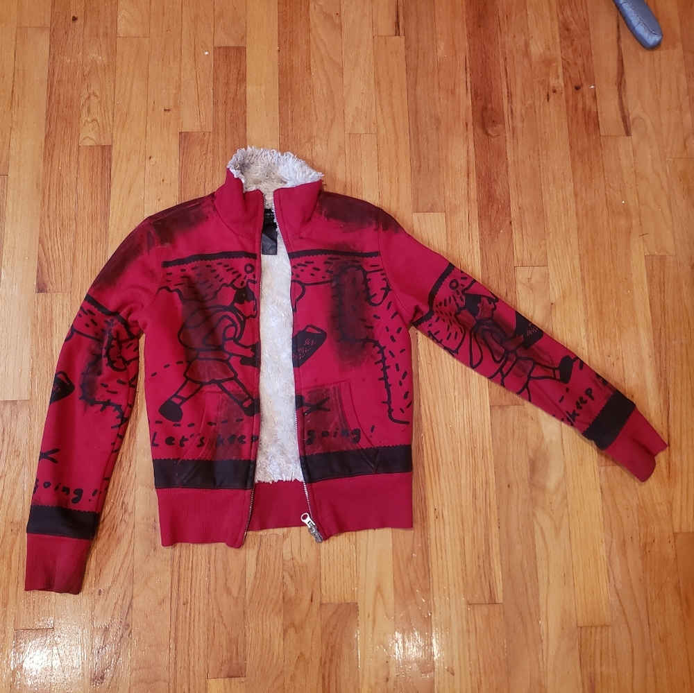Custo Barcelona Fur Lined Sweatshirt Jacket Hoodie